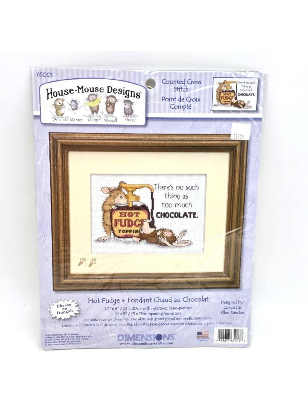 Vintage Dimensions House Mouse HOT FUDGE Counted Cross Stitch Kit with mat 65001